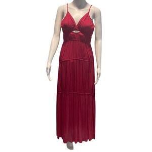 YFB Fuchsia Pink Maxi Dress Cutout Tiered Flowy Adjustable Straps XS Boho‎ Chic